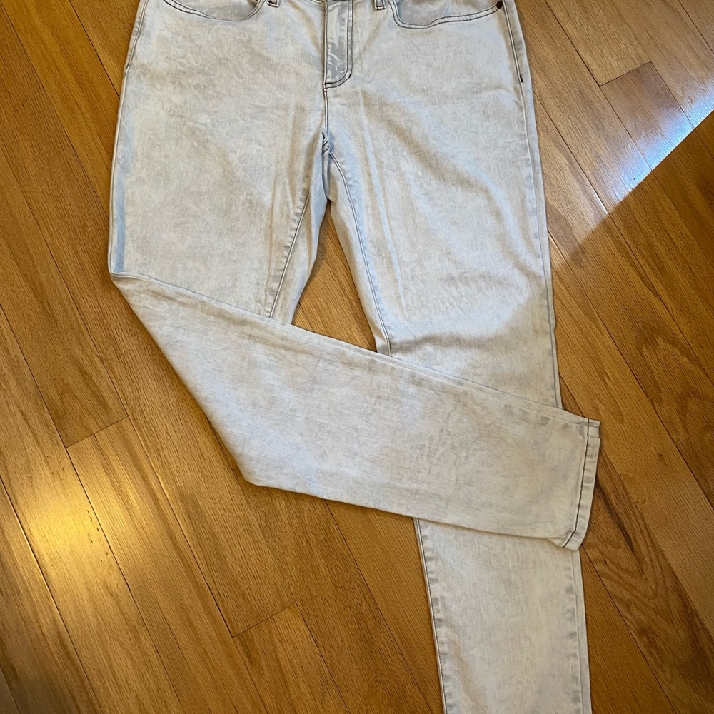 EILEEN FISHER Mid-Rise 5-Pocket Ankle Length Skinny-Light Gray 12